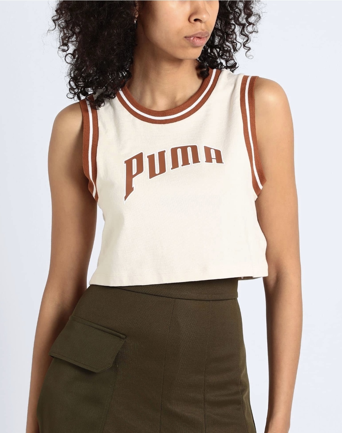 PUMA  |Crew Neck Cotton Logo Cropped Tops Tanks & Camisoles