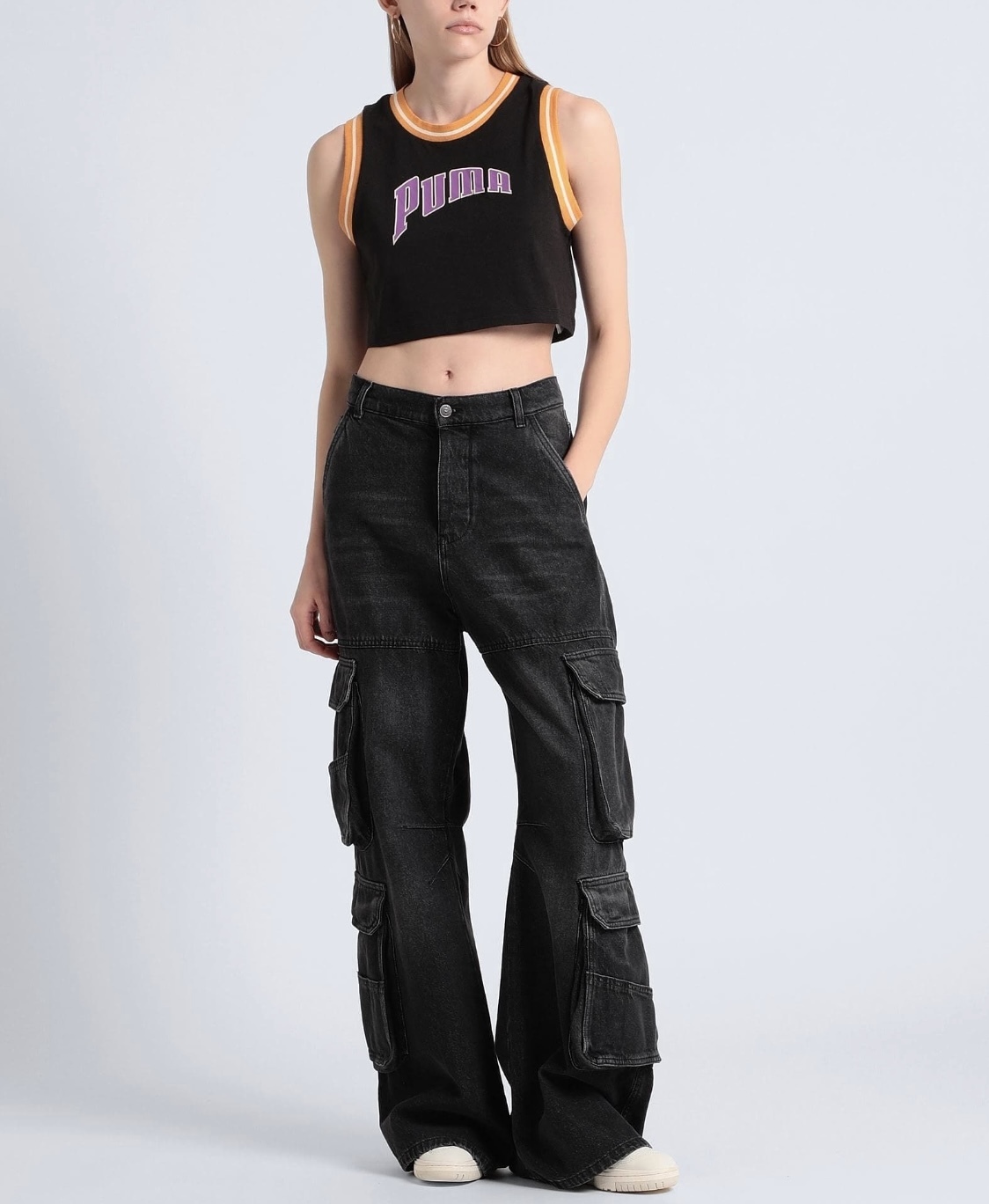 PUMA  |Crew Neck Cotton Logo Cropped Tops Tanks & Camisoles