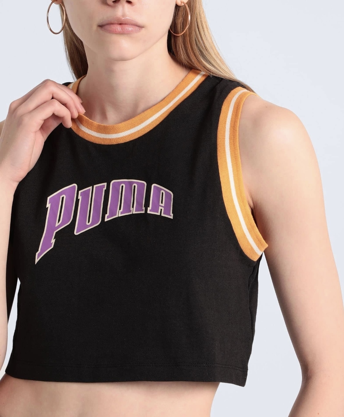 PUMA  |Crew Neck Cotton Logo Cropped Tops Tanks & Camisoles