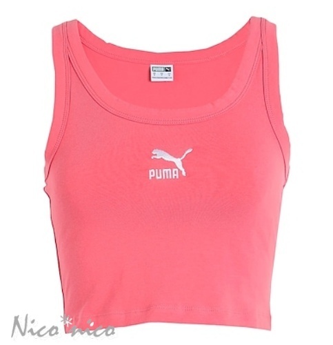 PUMA  |Plain Cotton Logo Cropped Tops Tanks & Camisoles