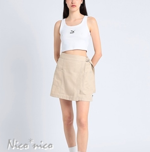 PUMA  |Plain Cotton Logo Cropped Tops Tanks & Camisoles