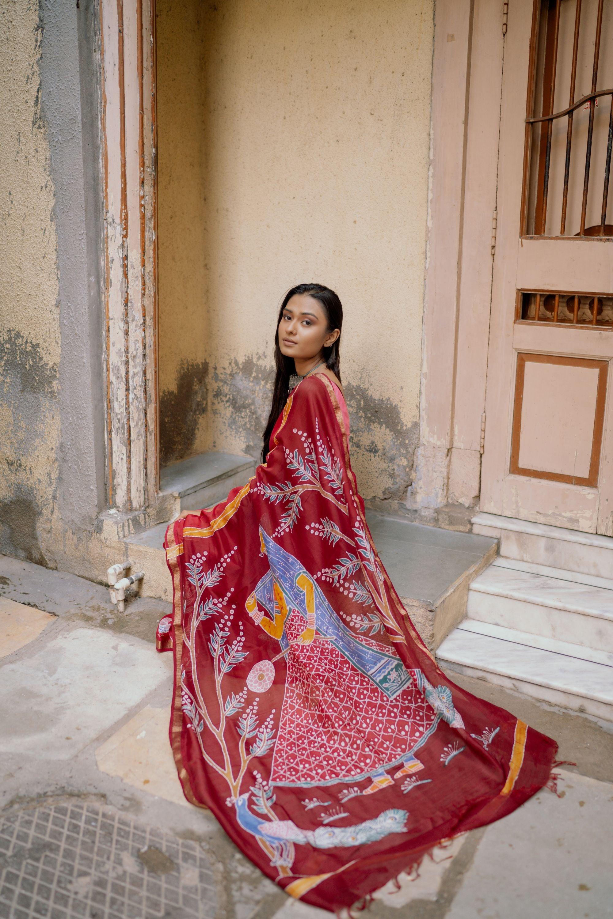 Ragini Bagh    -  Narmada Batik Maheswari saree