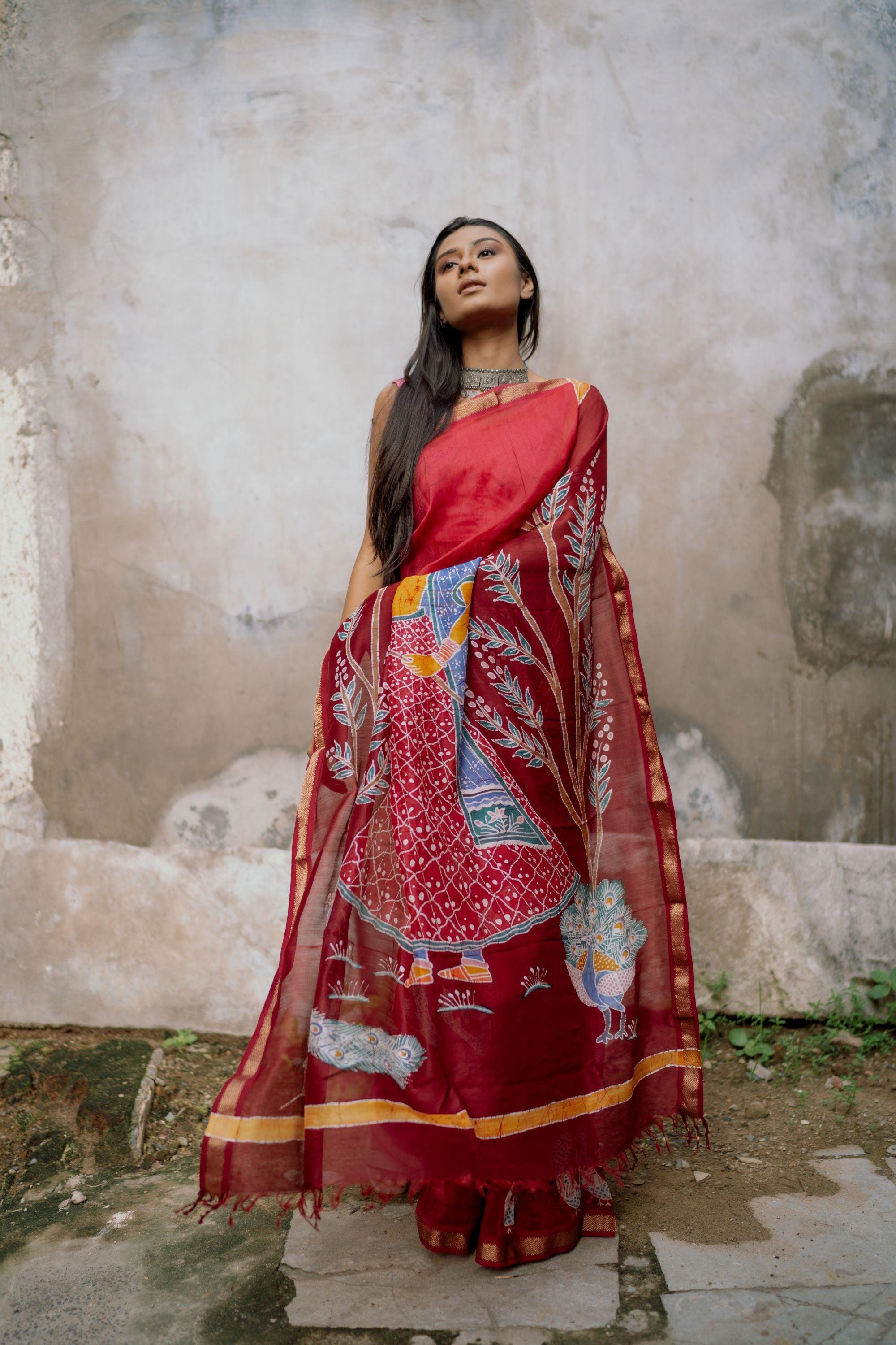 Ragini Bagh    -  Narmada Batik Maheswari saree