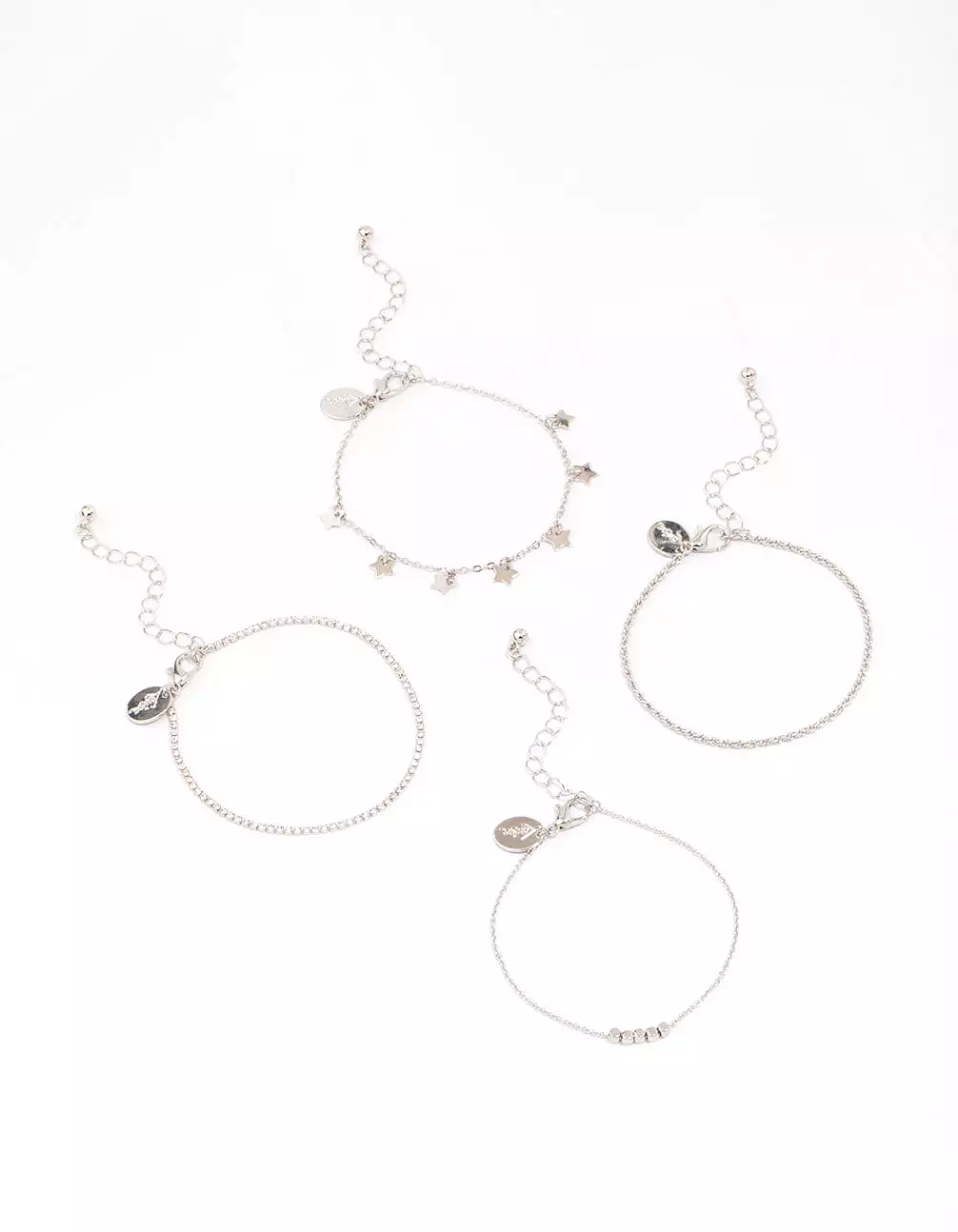 Rhodium Mini Star Bracelet 4-Pack