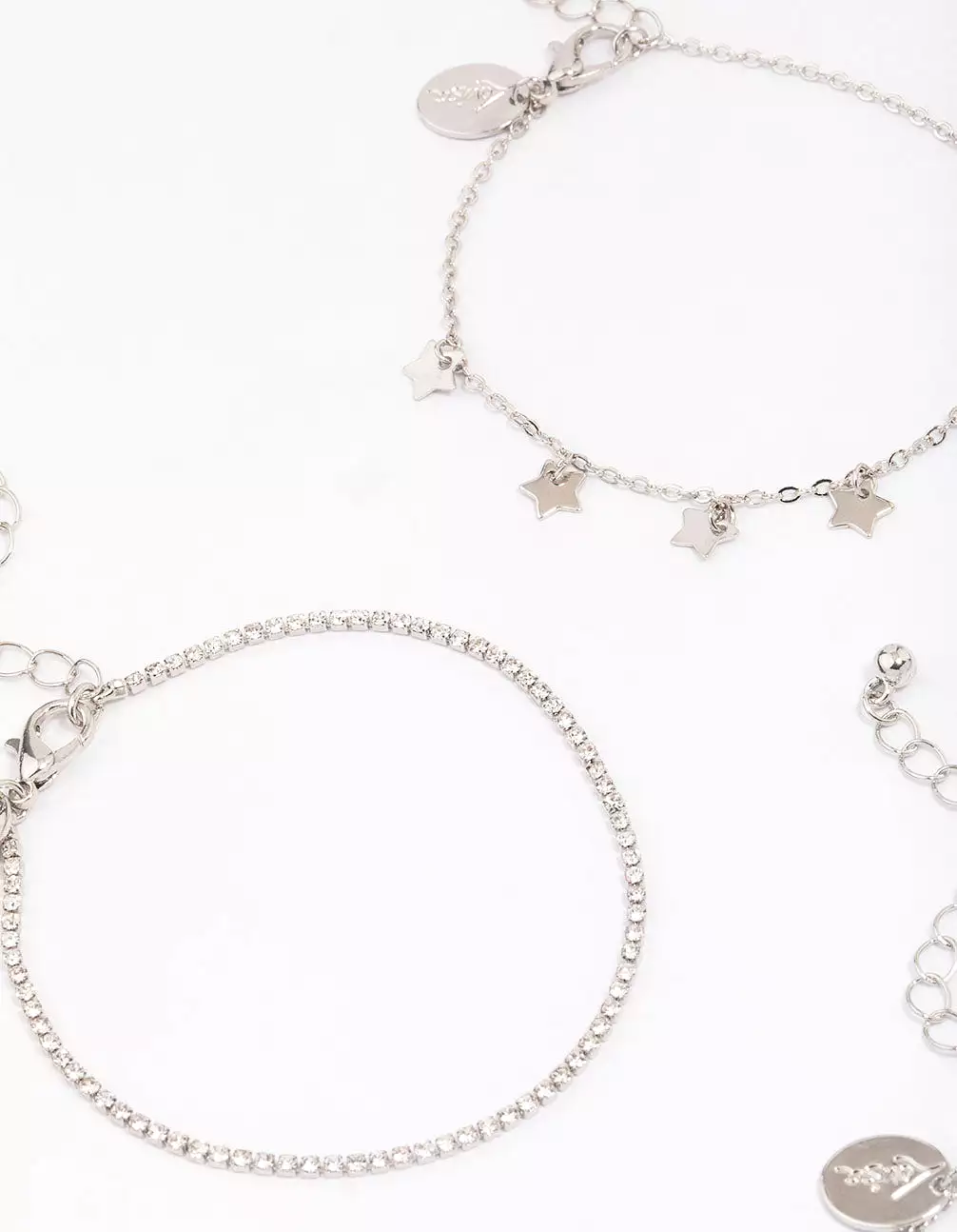 Rhodium Mini Star Bracelet 4-Pack