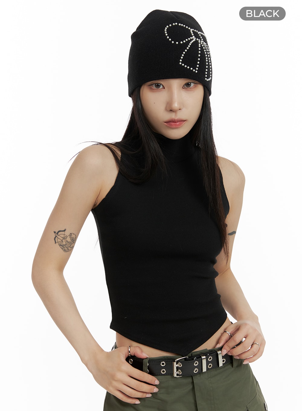 Ribbon Beaded Beanie CF428