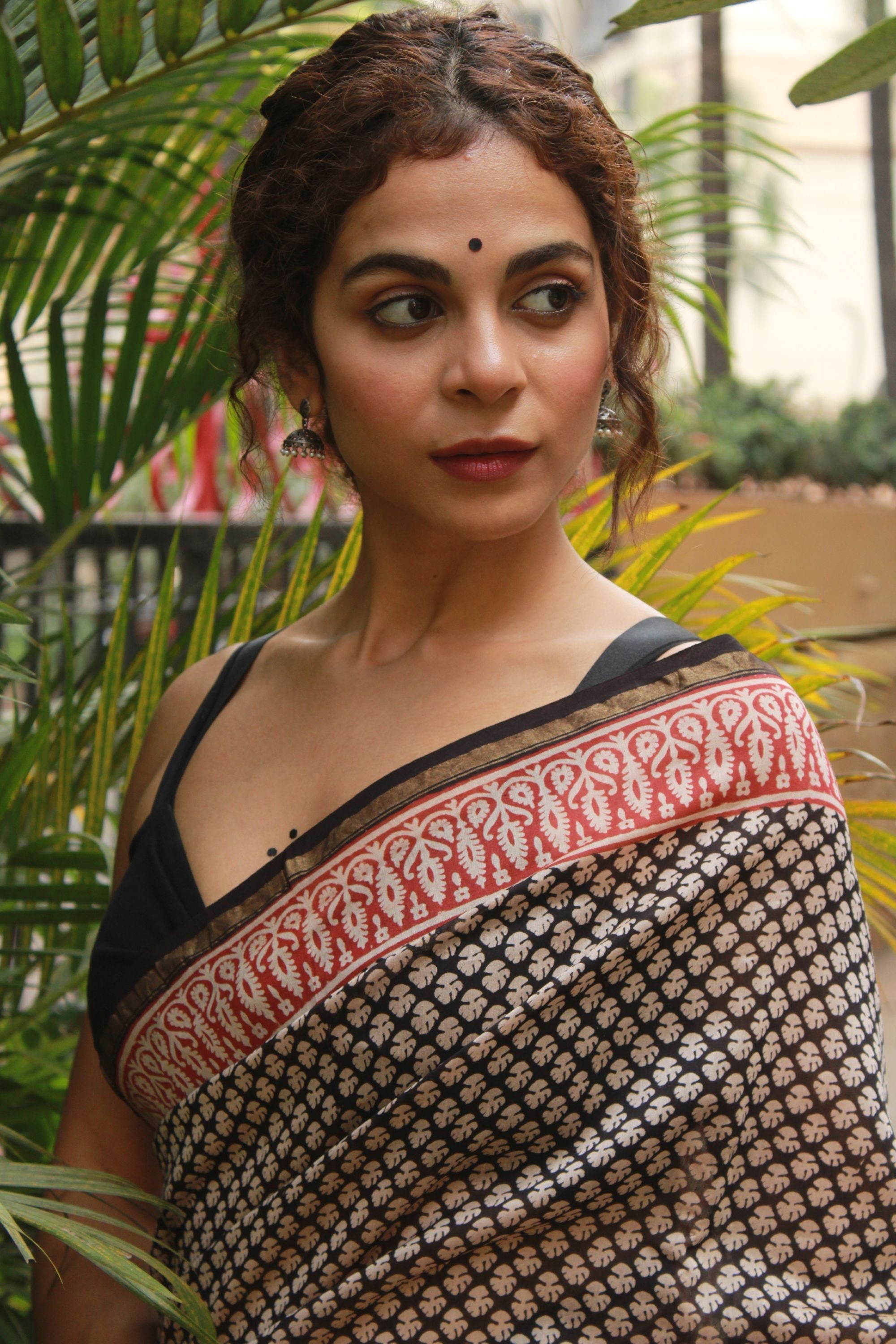 Roheda Buta black Syahi Begar Chanderi Saree