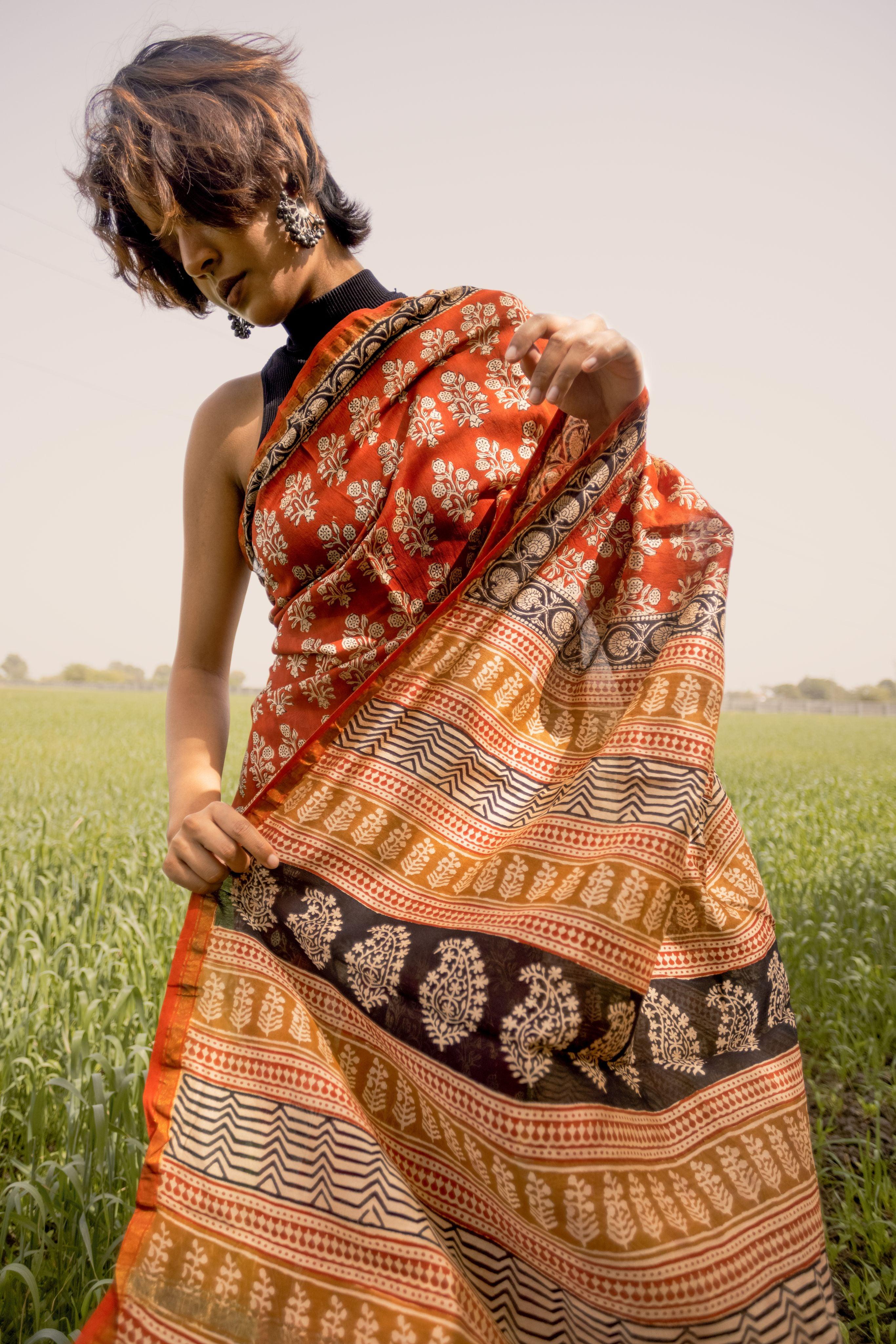 Roheda Mughal Syahi Begar Chanderi Saree