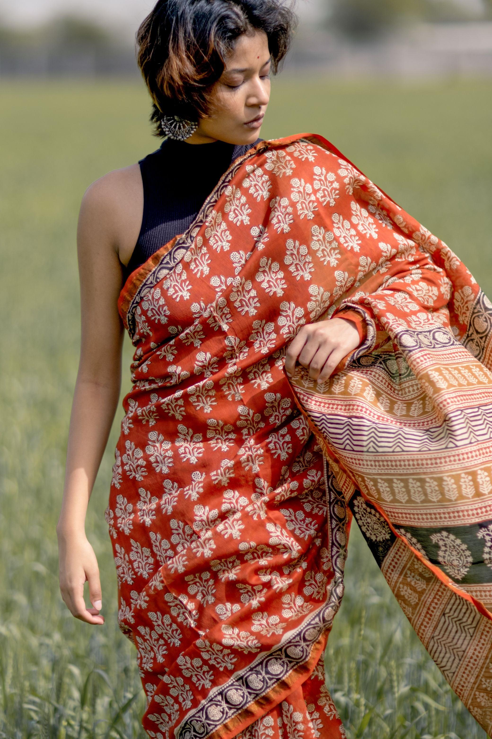 Roheda Mughal Syahi Begar Chanderi Saree