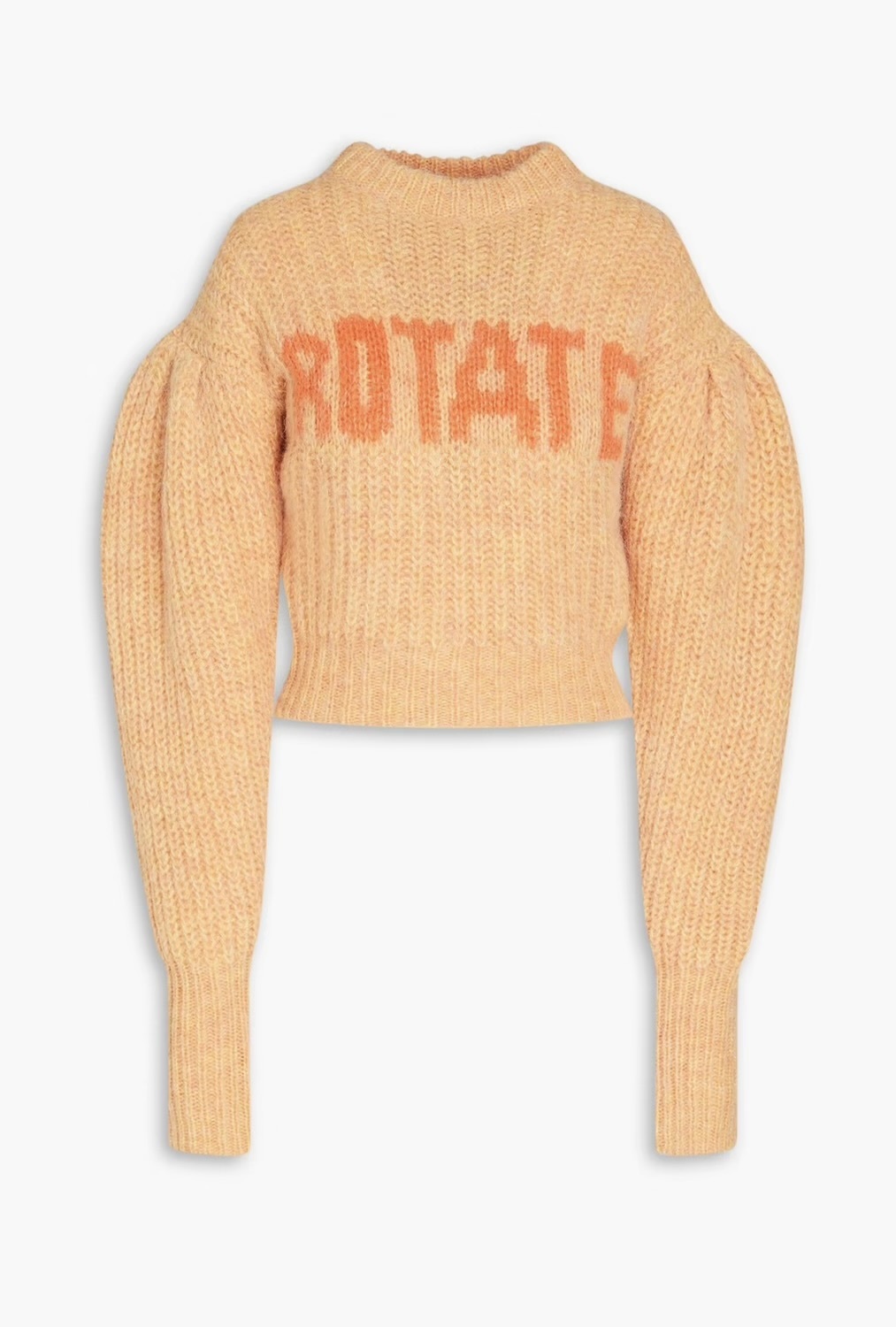 ROTATE  |Wool Nylon Rib Cropped Tops V-neck & Crew neck