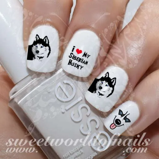 Siberian Husky Nail Art Dog Nail Water Decals Wraps