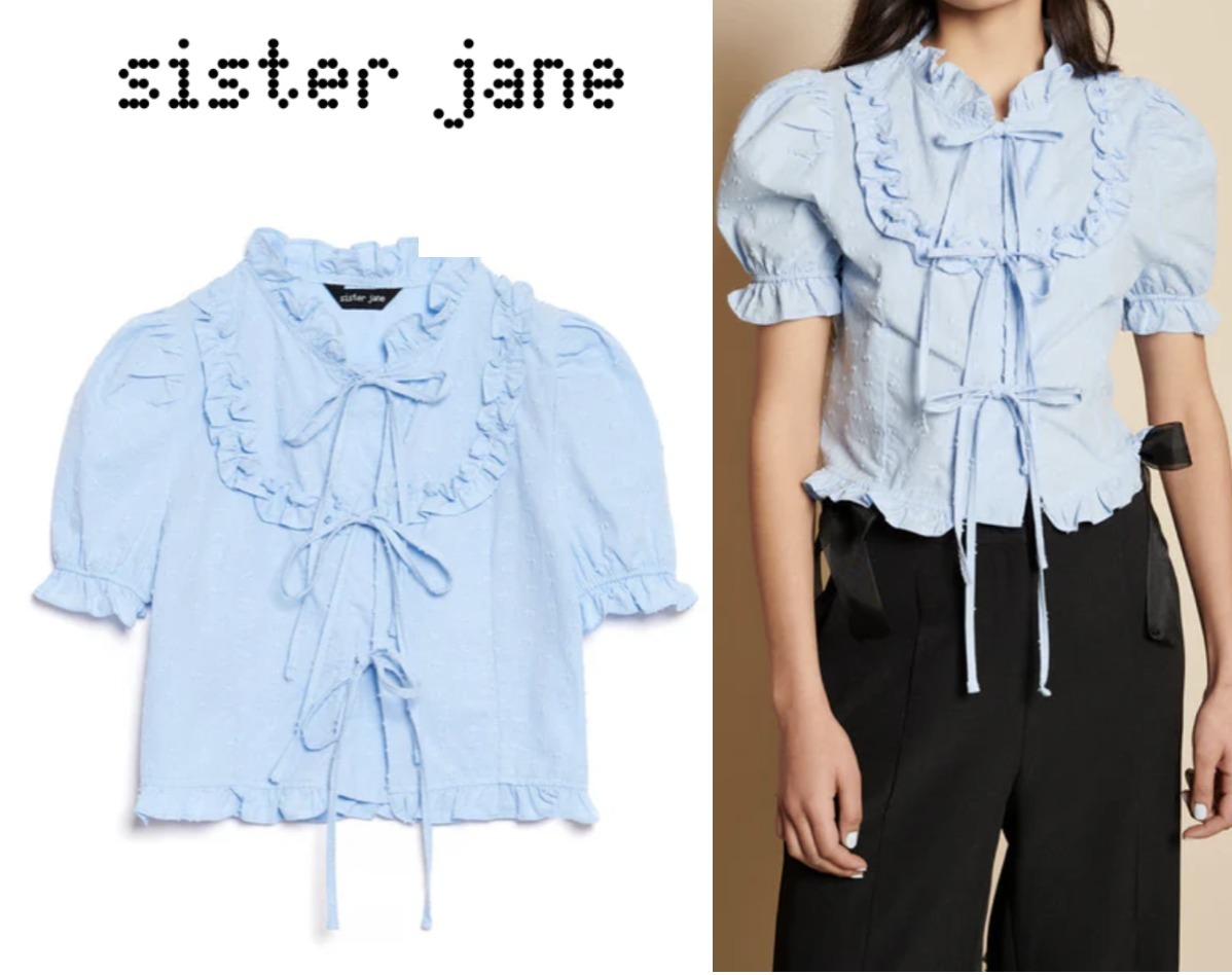 Sister Jane  |Cotton Puff Sleeves Cropped Tops Shirts & Blouses