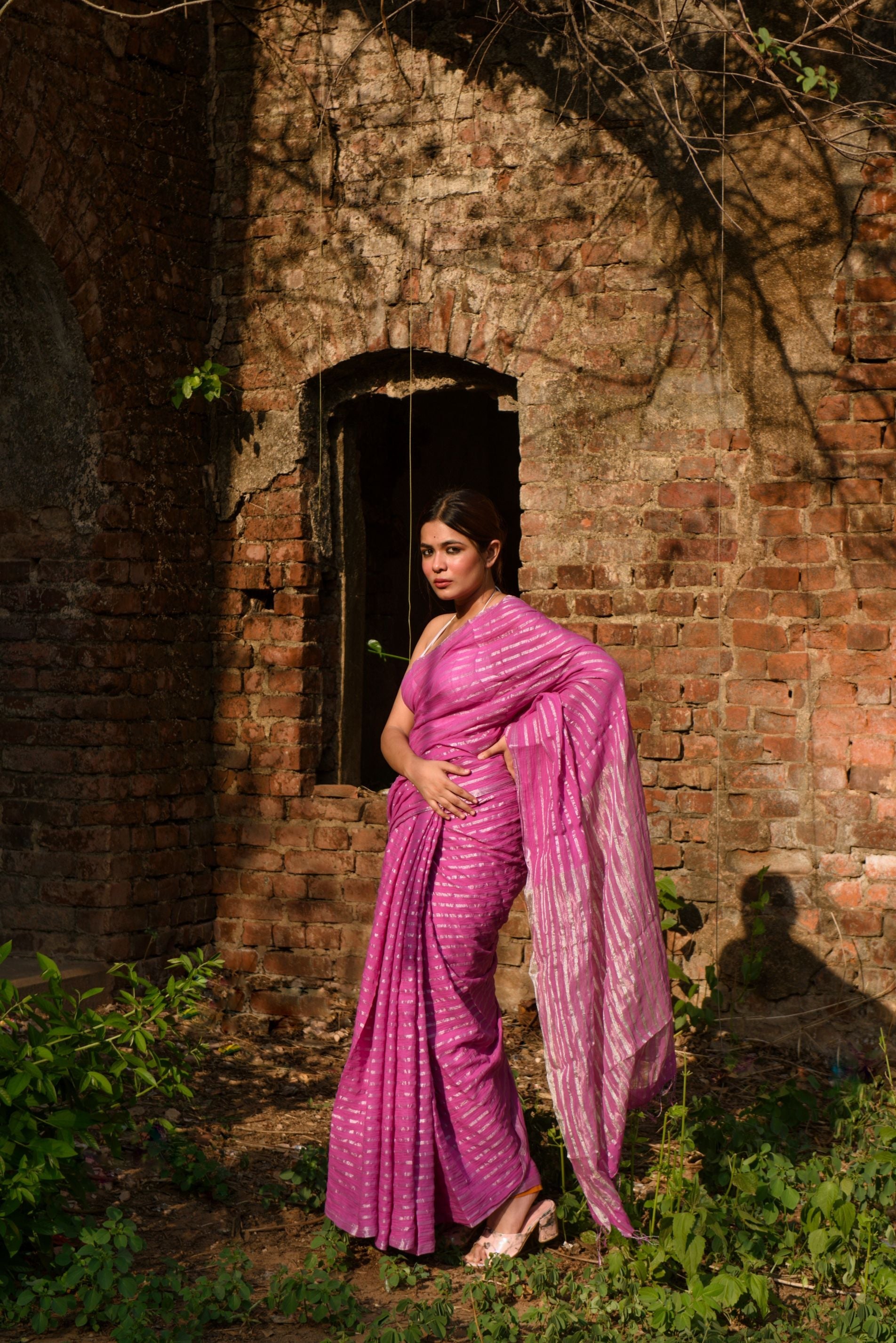 Sitara - Pink zari by cotton saree