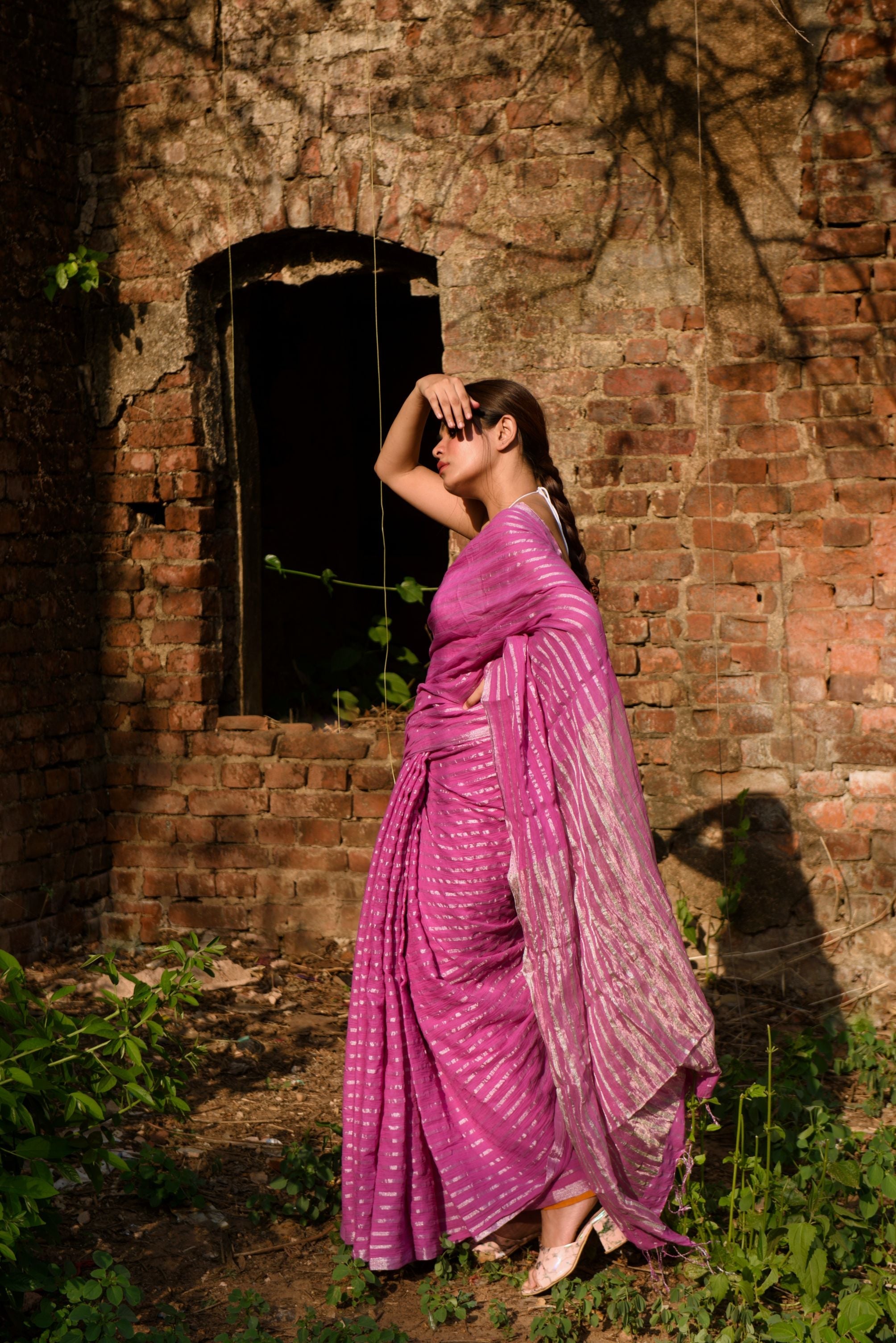 Sitara - Pink zari by cotton saree