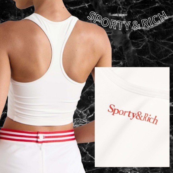 Sporty & Rich  |Nylon Logo Cropped Tops Tanks & Camisoles