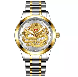 Stainless Steel Fashion Quartz Watch Gold Dragon W3569012