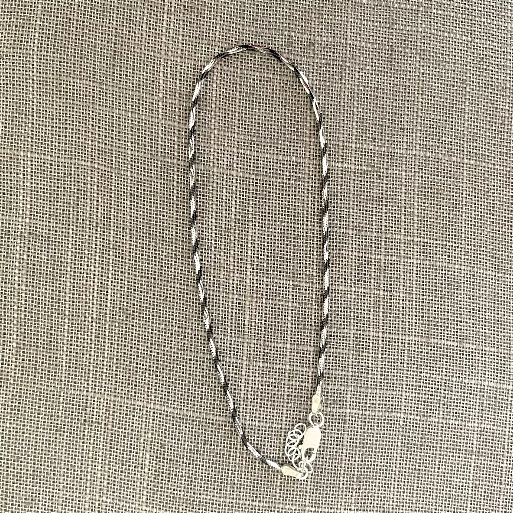 Sterling Silver and Black Chain Anklet