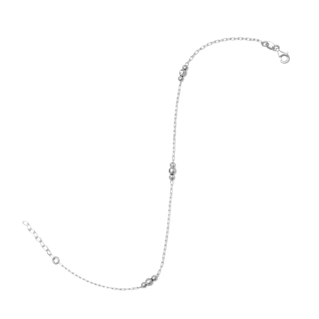 Sterling Silver Chain and Bead Anklet