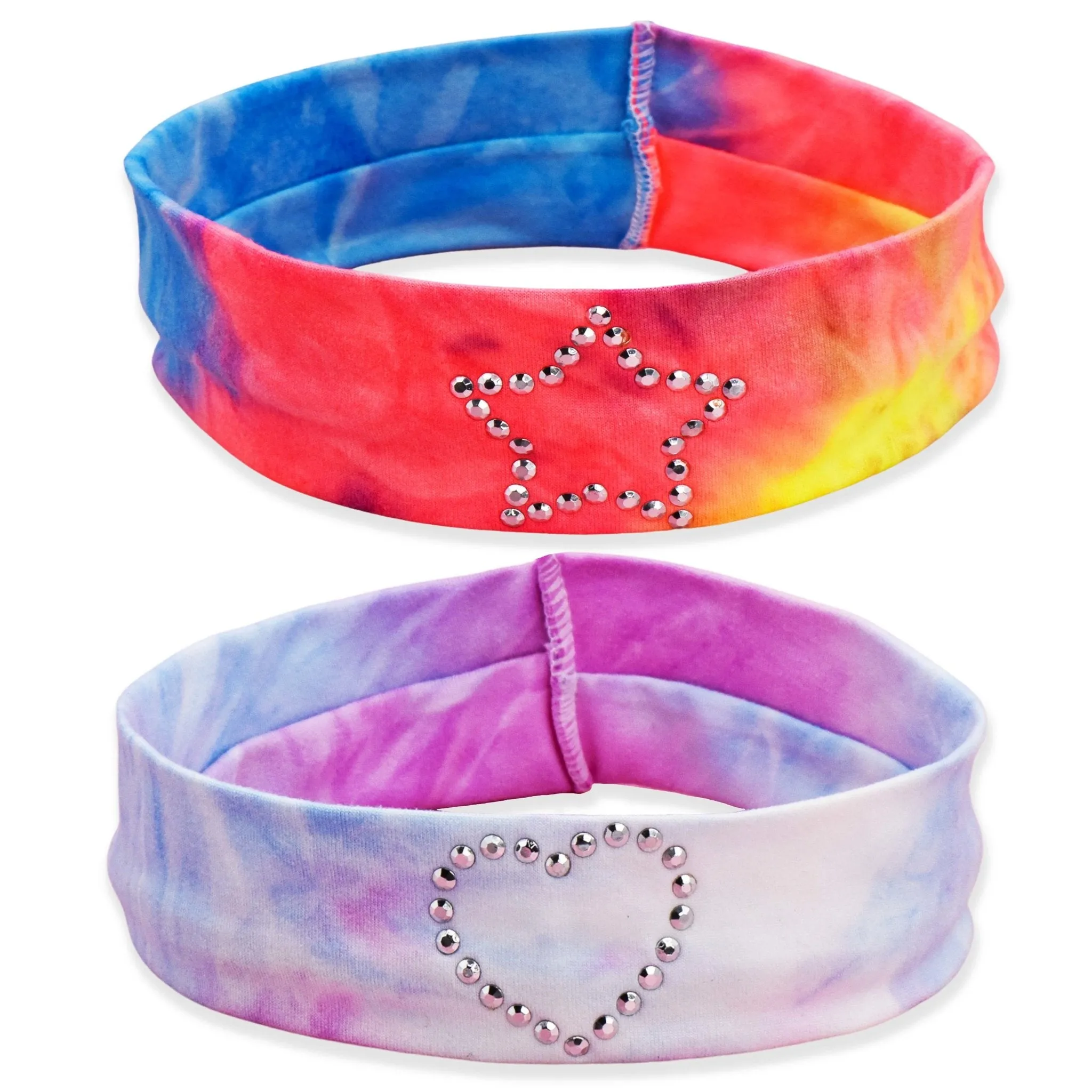 Stretch Tie Dye Rhinestone Headbands - 2 Pack