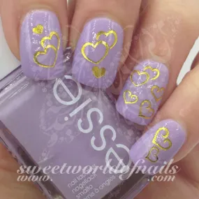 Valentine's Day Nail Art Gold Hearts Nail Water Decals Wraps