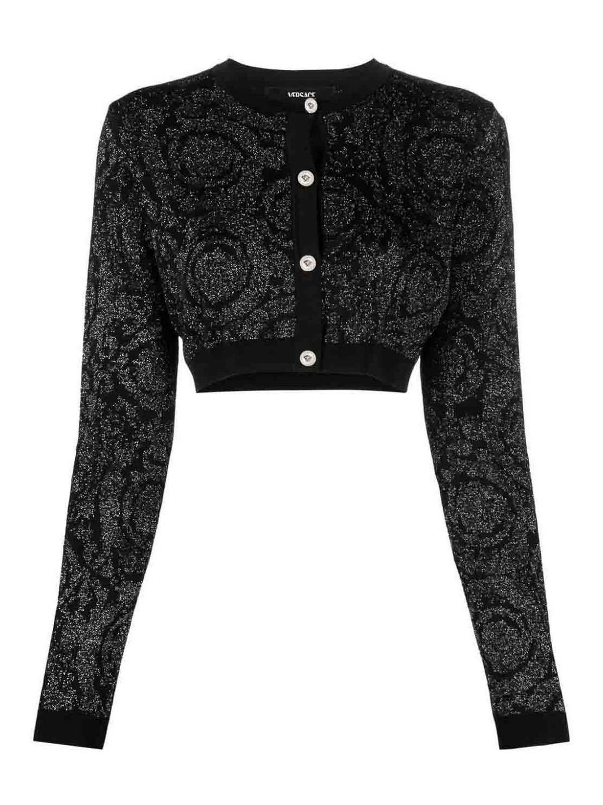 VERSACE  |Long Sleeves Plain Cropped Tops Cardigans