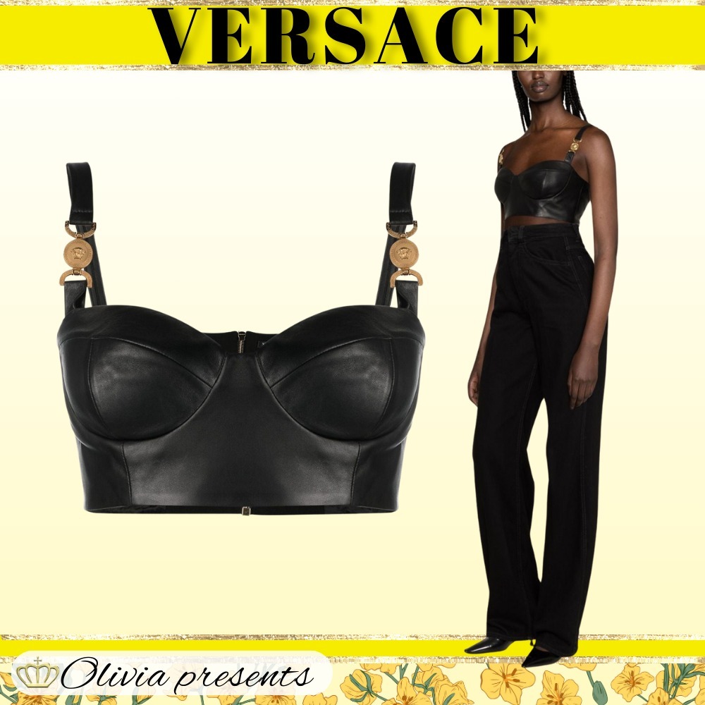 VERSACE  |Plain Cropped Tops Tanks & Camisoles