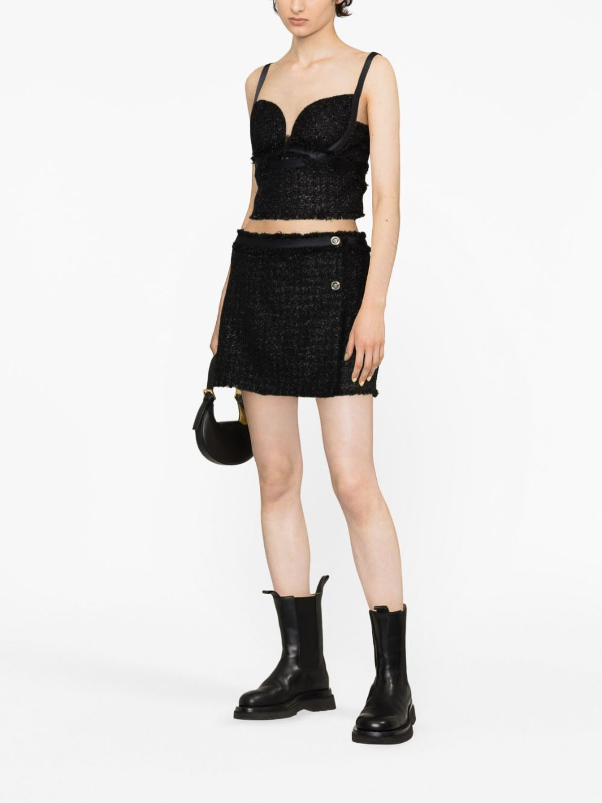 VERSACE  |Wool Tweed Plain Cropped Tops Tanks & Camisoles