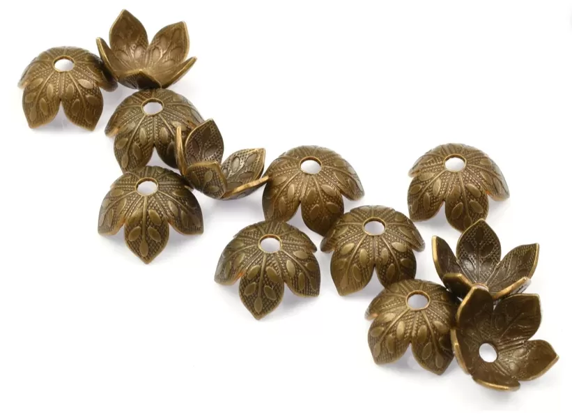 Vintaj Natural Brass- Foliage Bead Cap